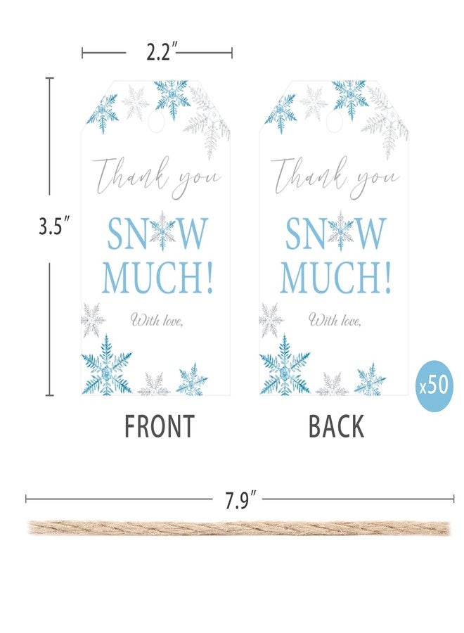 Aukolass 50pcs Thank You Snow Much Tags, Snowflakes Gift Tags for Winter Holiday Baby Shower Bridal Shower and Wedding Favors Decorations (Snow Much) - Image 2